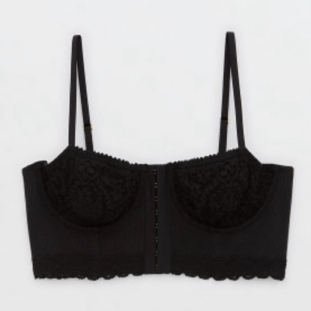 Aerie NWOT Black Lace Corset Bralette